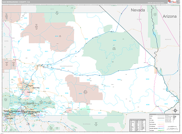 San Bernardino County, CA Map Premium Style
